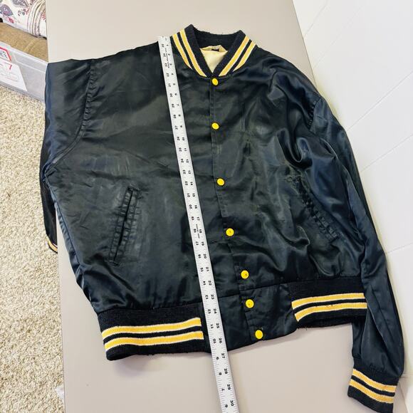 True Vintage Jacket Satin Size Large 60’s Deans Lanes Bowling Varsity Navy Blue - Picture 8 of 8